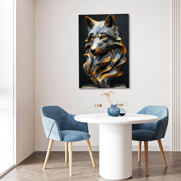 Sculpture Dorée Tableau Loup | TableauDecoModerne®