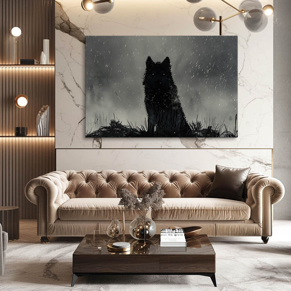 Silhouette Nocturne Tableau Loup | TableauDecoModerne®