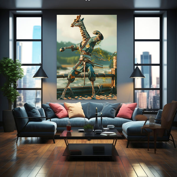 Tableau 3D Girafe Samouraï | TableauDecoModerne®