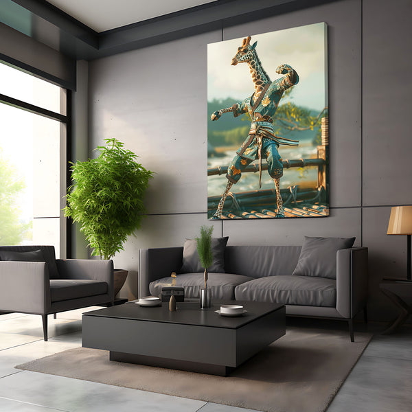 Tableau 3D Girafe Samouraï | TableauDecoModerne®