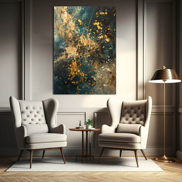 Tableau Abstrait Explosion Dorée | TableauDecoModerne®