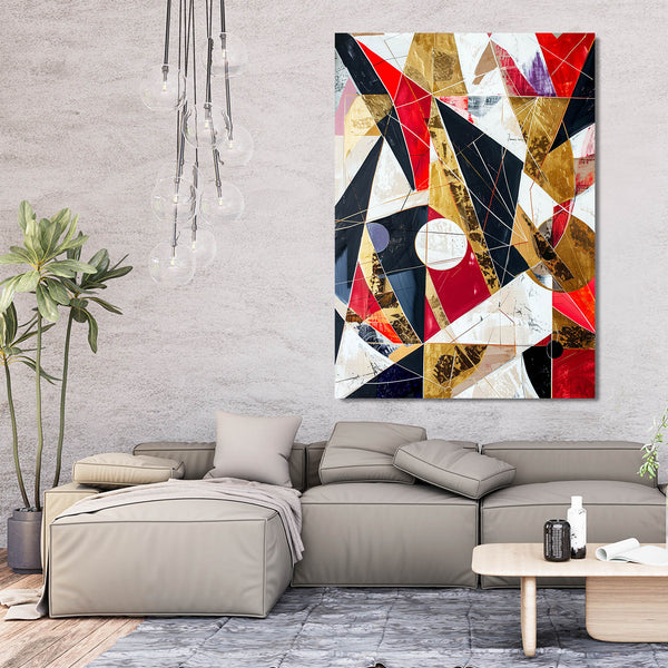 Tableau Abstrait Triangles Dorés | TableauDecoModerne®