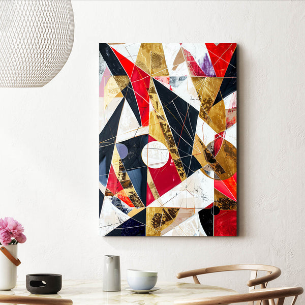 Tableau Abstrait Triangles Dorés | TableauDecoModerne®