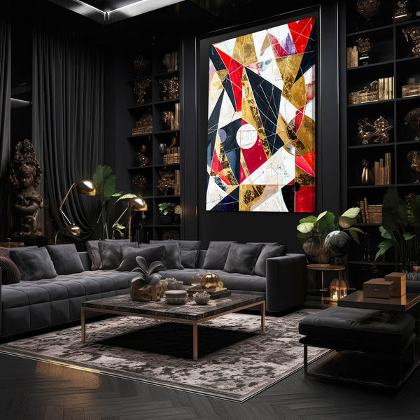 Tableau Abstrait Triangles Dorés | TableauDecoModerne®