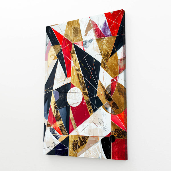 Tableau Abstrait Triangles Dorés | TableauDecoModerne®