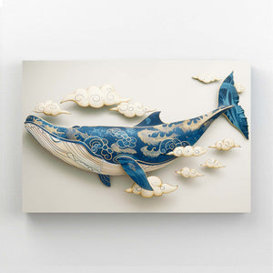 Tableau Baleine Nuages Dorés | TableauDecoModerne®