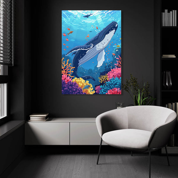 Tableau Baleine Récif Coloré | TableauDecoModerne®