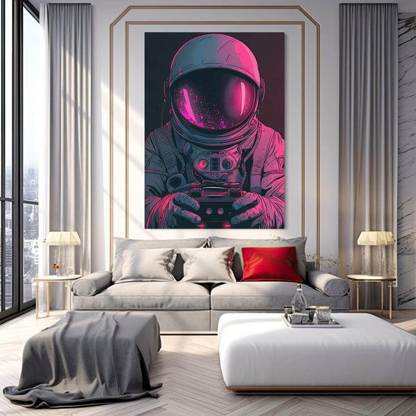 Tableau Espace Astronaute Néon | TableauDecoModerne®