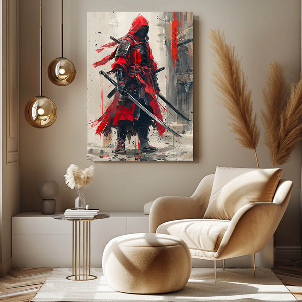 Tableau Japonais Guerrier Rouge | TableauDecoModerne®