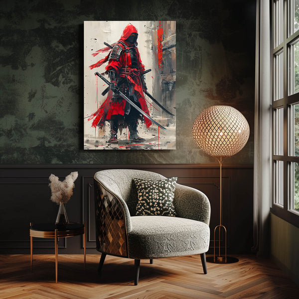 Tableau Japonais Guerrier Rouge | TableauDecoModerne®