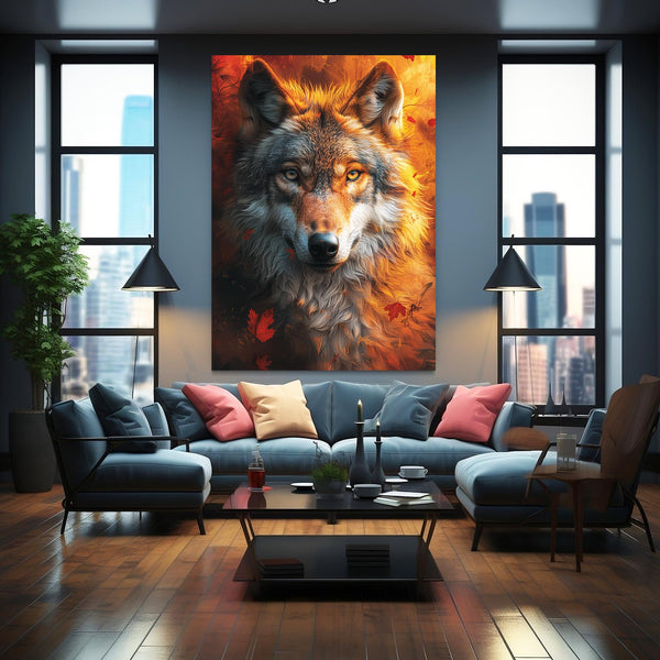 Tableau Loup Flamboyant | TableauDecoModerne®