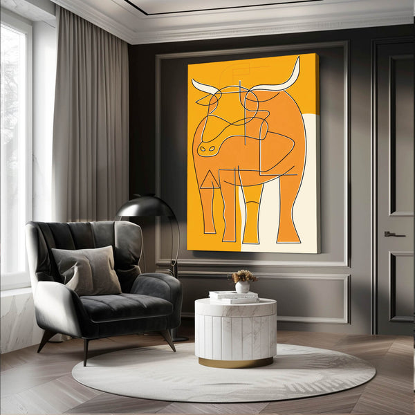 Tableau Scandinave Taureau Abstrait | TableauDecoModerne®