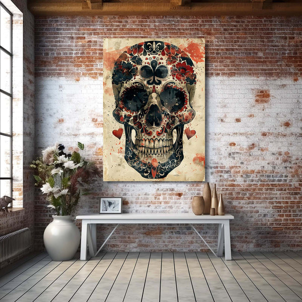 Tableau Tete de Mort Floral | TableauDecoModerne®