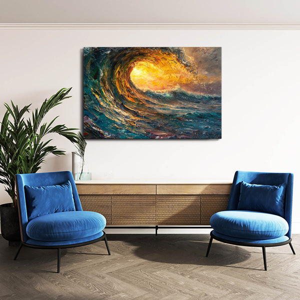 Tableau Vague Coucher de Soleil | TableauDecoModerne®