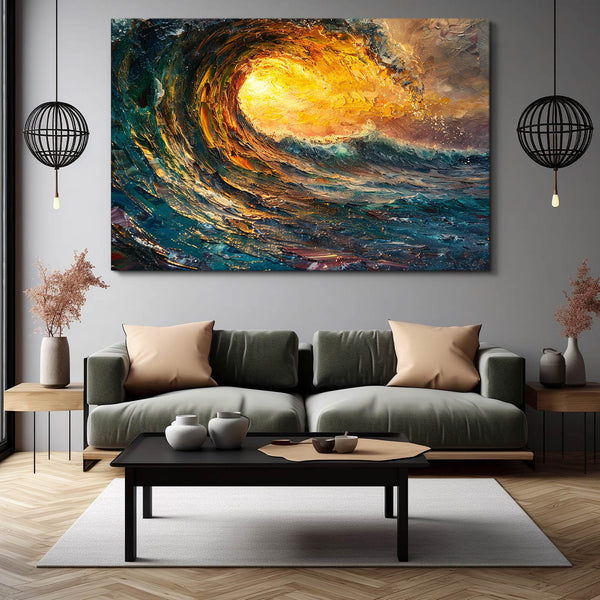 Tableau Vague Coucher de Soleil | TableauDecoModerne®