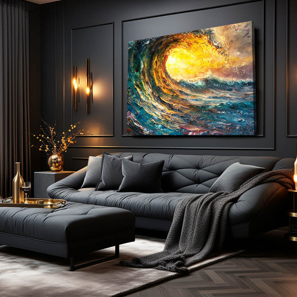 Tableau Vague Coucher de Soleil | TableauDecoModerne®