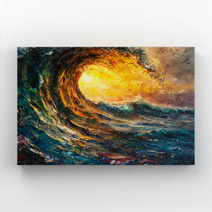 Tableau Vague Coucher de Soleil | TableauDecoModerne®