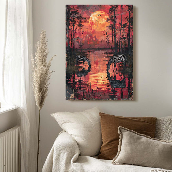 Tableau Zèbres Coucher de Soleil | TableauDecoModerne®