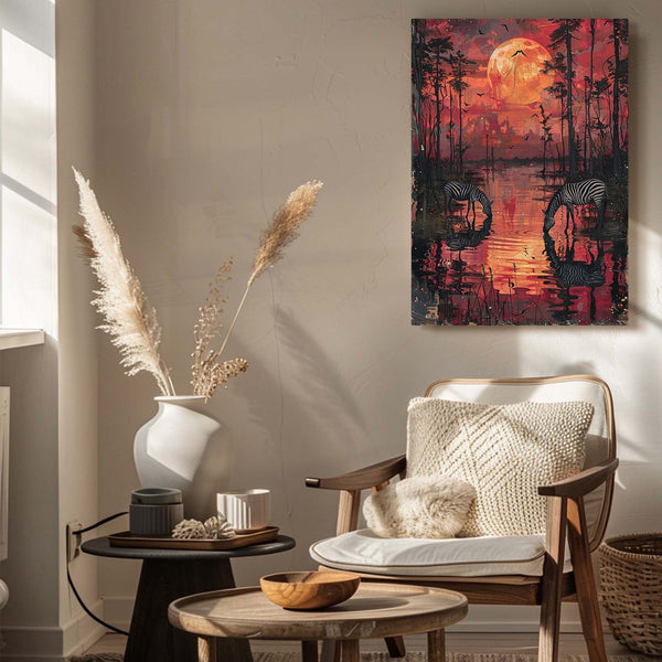 Tableau Zèbres Coucher de Soleil | TableauDecoModerne®