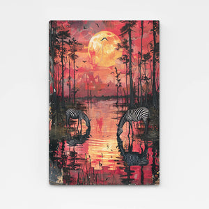 Tableau Zèbres Coucher de Soleil | TableauDecoModerne®