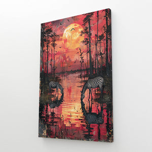 Tableau Zèbres Coucher de Soleil | TableauDecoModerne®