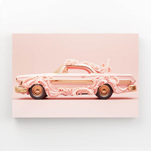 Voiture Baroque Tableau Rose | TableauDecoModerne®