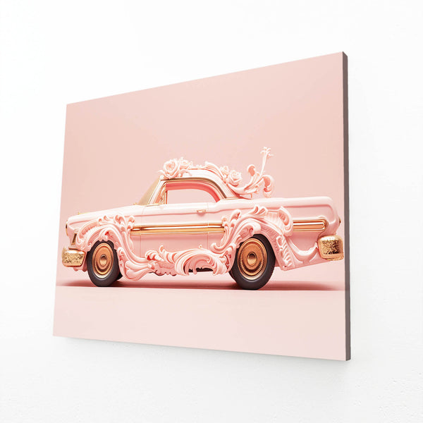 Voiture Baroque Tableau Rose | TableauDecoModerne®