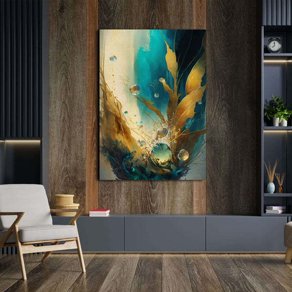 Tableau Art Abstrait Or et Bleu | TableauDecoModerne®