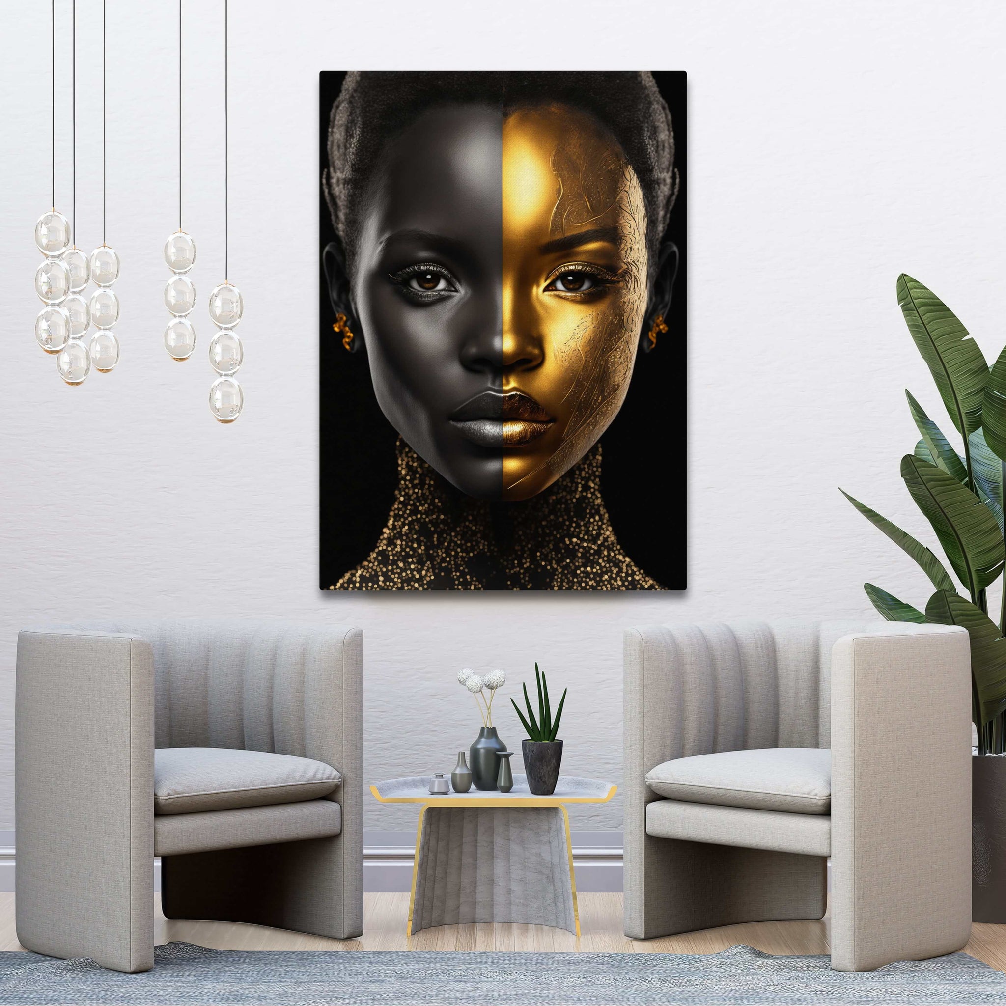 Black and Gold African Woman Painting | TableauDecoModerne®