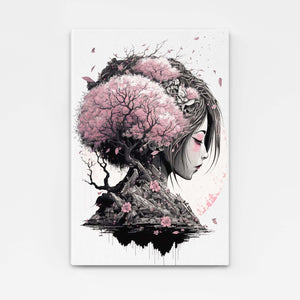 Tableau Japonais Sakura Femme | TableauDecoModerne®