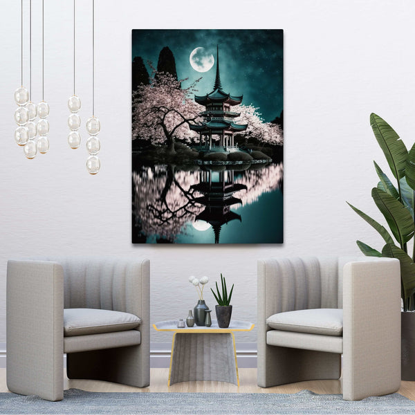 Tableau Paysage Japonais Lune | TableauDecoModerne®